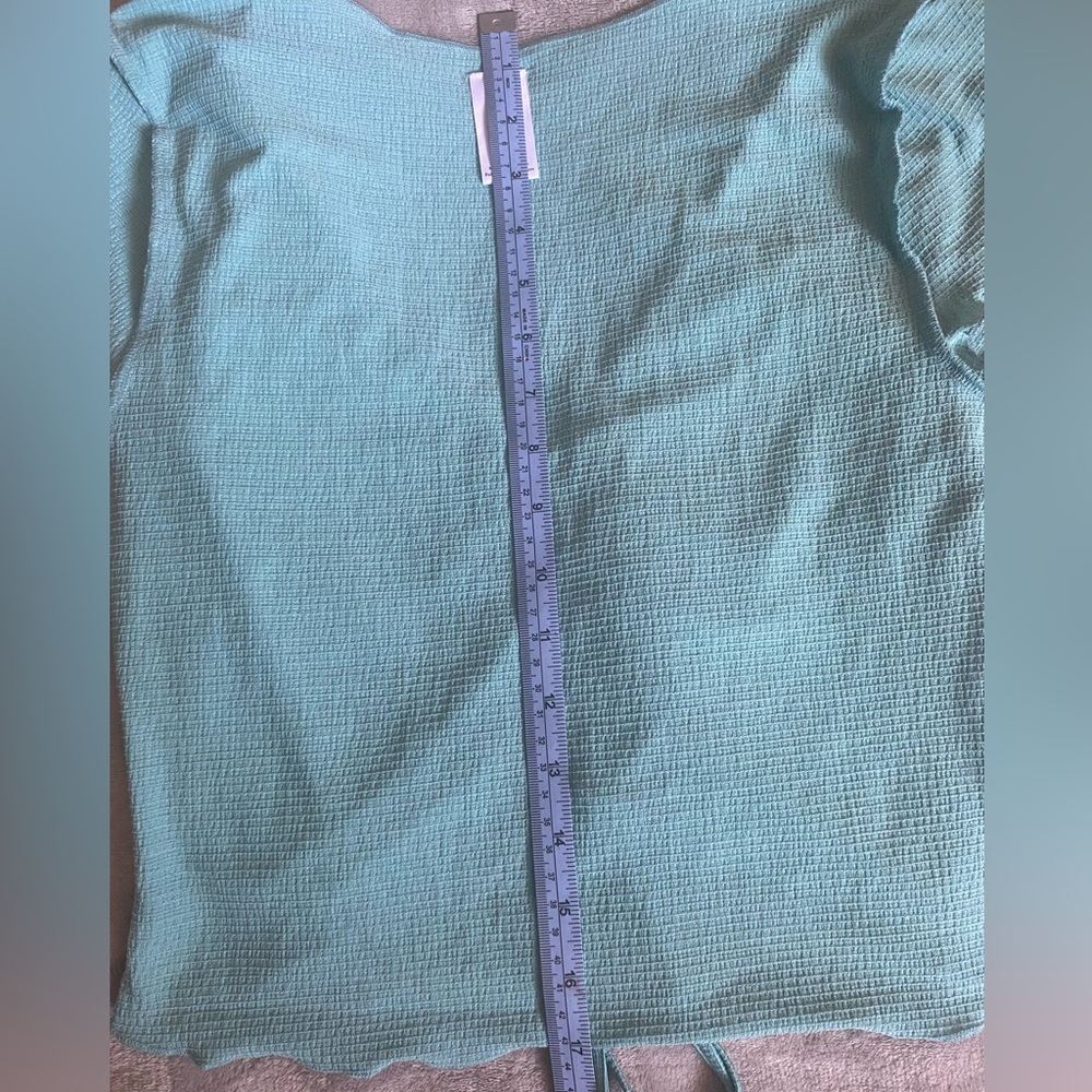 Abound Mint Ruched V-Neck Drawstring Crop Top - Picture 7 of 8